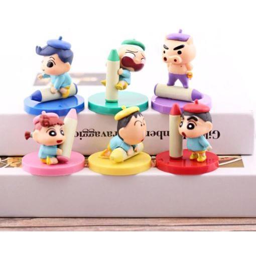 Crayon Shin-Chan Ation Figures Take Crayons Anime Figure Japanese Kawaii Pvc Material Set of 6 Gifts 蜡笔小新6款(1788L) - Image 2