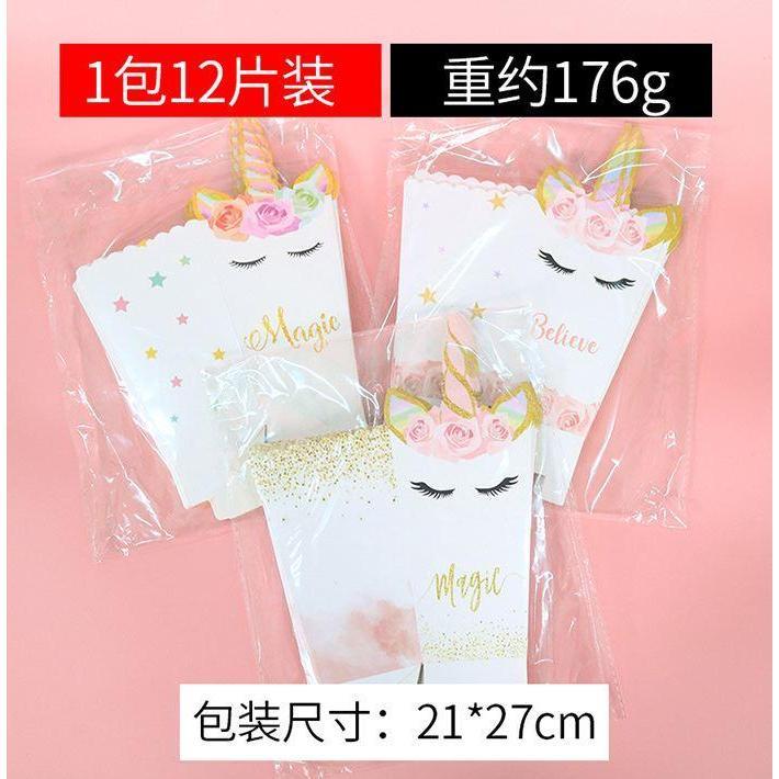 12pcs Unicorn Party Decoration Popcorn Box Plates Shower Birthday Decors-343 - Image 2