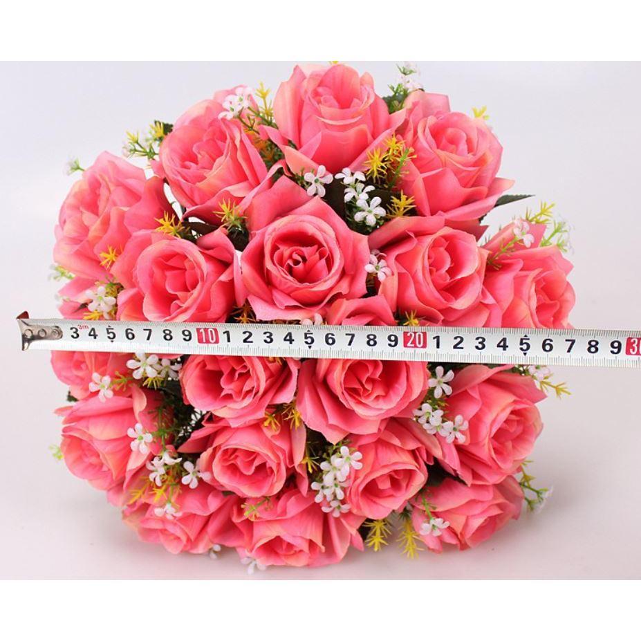 18 Heads Artificial Flowers Rose Gypsophila Bouquet Silk Rose Bouquet DIY Wedding Holding Flowers Roses (665L) - Image 3