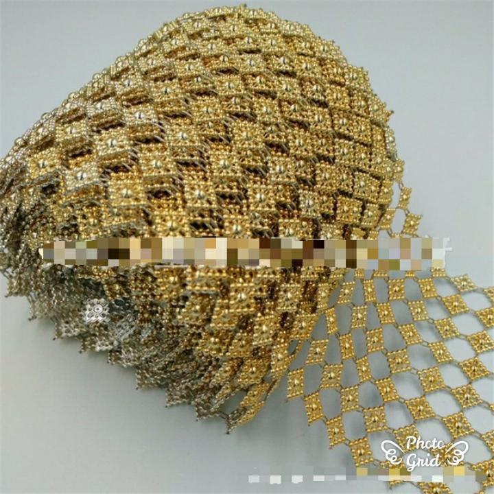 1yard 8 Rows Mesh Trimming Ribbon Wedding Gold Silver Chinese Knot Chain Party Decoration Cake Ribbon Straps (931L) - Image 3