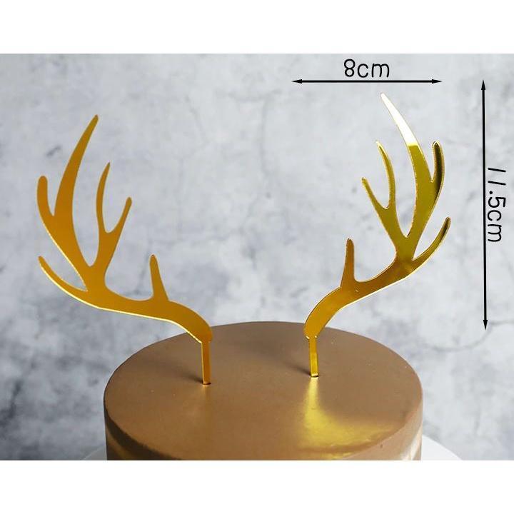 1pc Merry Christmas Cake Topper Gold Deer Elk Antlers Acrylic Cake Topper For Christmas Party Cake Decor Xmas(1629L) - Image 3