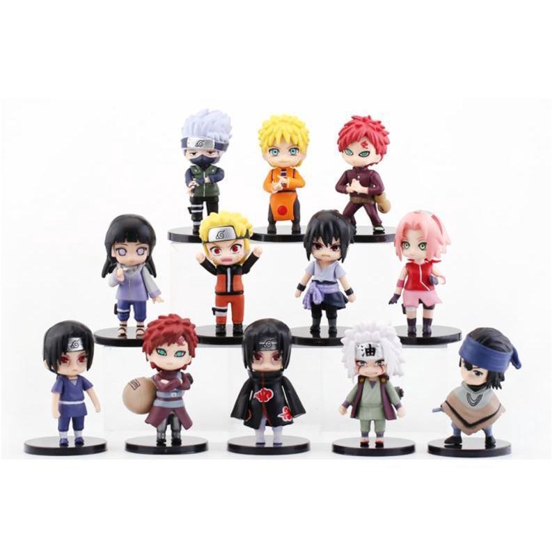 12Pcs/Set Anime Naruto Figure Toys Hinata Sasuke Itachi Kakashi Gaara Jiraiya Sakura Q Version PVC 火影忍者12款鸣人佐助(1792L)