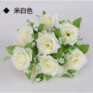 12 Heads Artificial Flowers Rose Gypsophila Bouquet Silk Rose Bouquet DIY Wedding Holding Flowers (669L) - Image 16