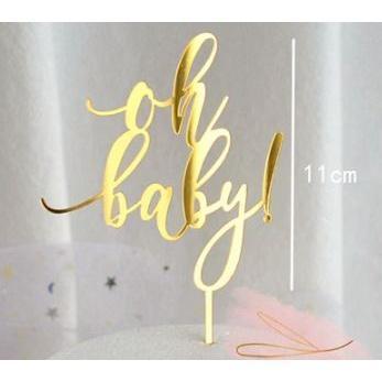 1pcs 2 Color 'Oh Baby' Letter Cake Topper Decoration Acrylic Birthday Party Baking Supplies Love Gifts(507L) - Image 4