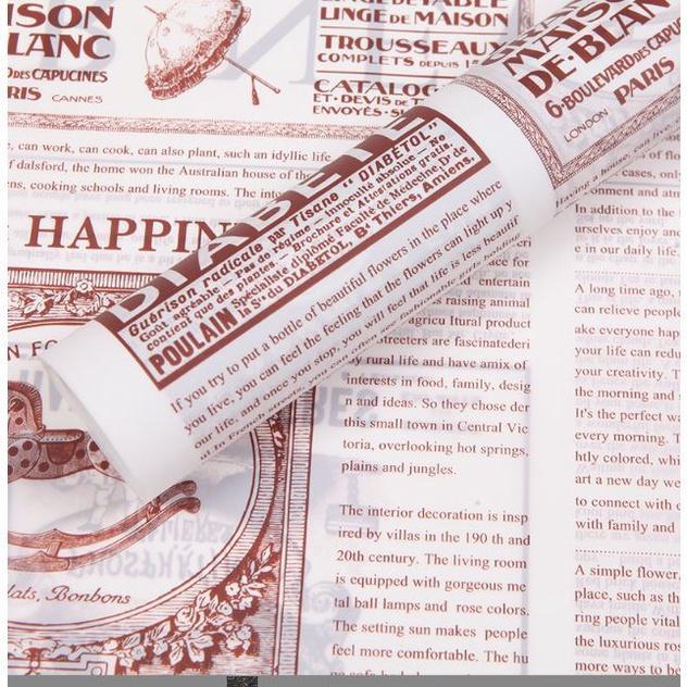 1Pcs Newspaper English Alphabet Waterproof Flower Wrapping Paper Bouquet Gift Crepe Papers Flower Packaging (1936L) - Image 14