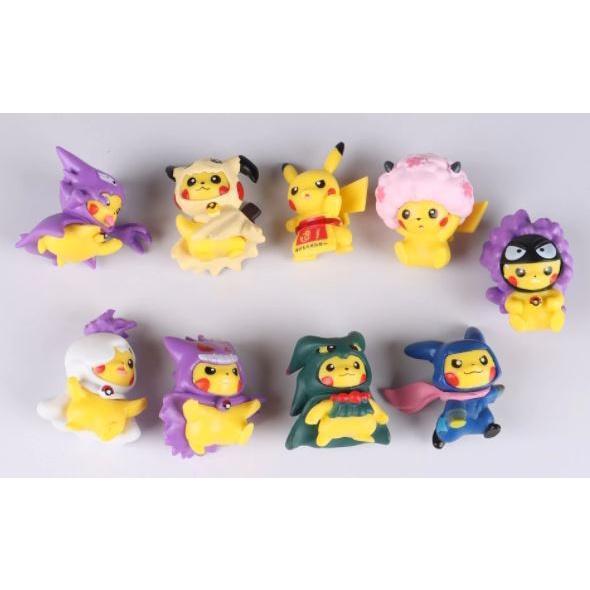 Pokemon figurenes doll Pikachu Gashapon Fashion Cross dress mini figure model 4-5CM kids birthday gift 幽灵卡通服皮卡丘公仔(1804L) - Image 3