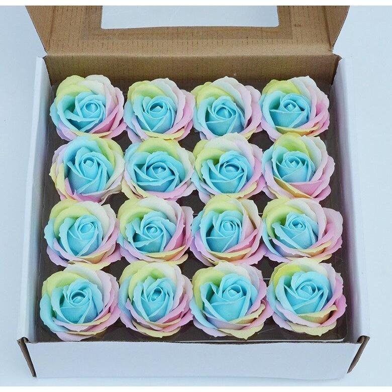 1Pc Colorful Soap Rose Decorative Flowers Soap Flower Petal Wedding Favors Valentine's Day Gift Rainbow Rose (581L) - Image 3
