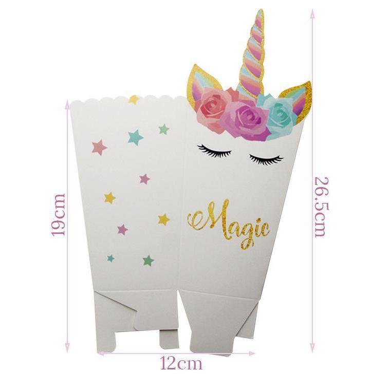12pcs Unicorn Party Decoration Popcorn Box Plates Shower Birthday Decors-343 - Image 5