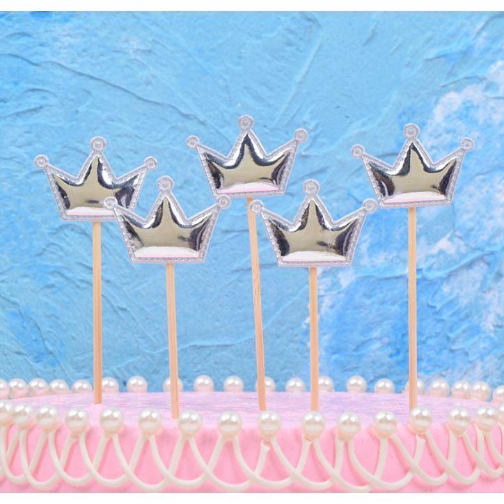 5PCS Pink Pearl Polished Crown Cake Topper with Toothpick Cake Decoration for Wedding Birthday Party Gift(1443L) - Image 20