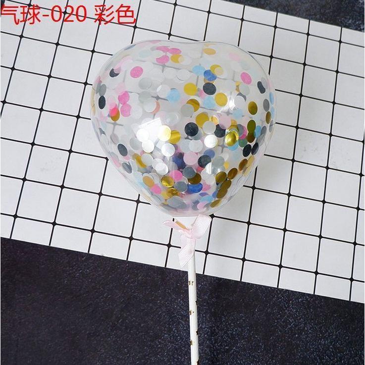 5inch Metal Confetti Balloon Heart Clear with Star Pole Wedding Decoration Cake Baby Shower 透明爱心气球 (405L) - Image 8