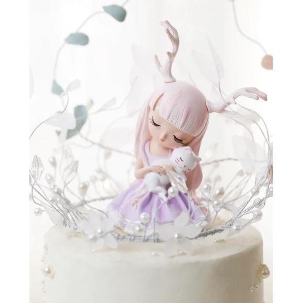 Europe Artificial Girls Deer Fairy Garden Miniatures Lovely Resin Crafts Figurines For Girls Friends Gift Home(1718L) - Image 6