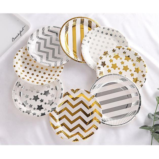 5pcs/lot 7/9inch Foil Gold Dot Birthday Wedding Party Supplies Decoration Cake Dish Disposable Paper Plates Baby (1758L) - Image 3