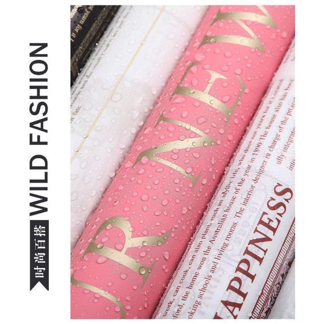 1Pcs Newspaper English Alphabet Waterproof Flower Wrapping Paper Bouquet Gift Crepe Papers Flower Packaging (1936L) - Image 4