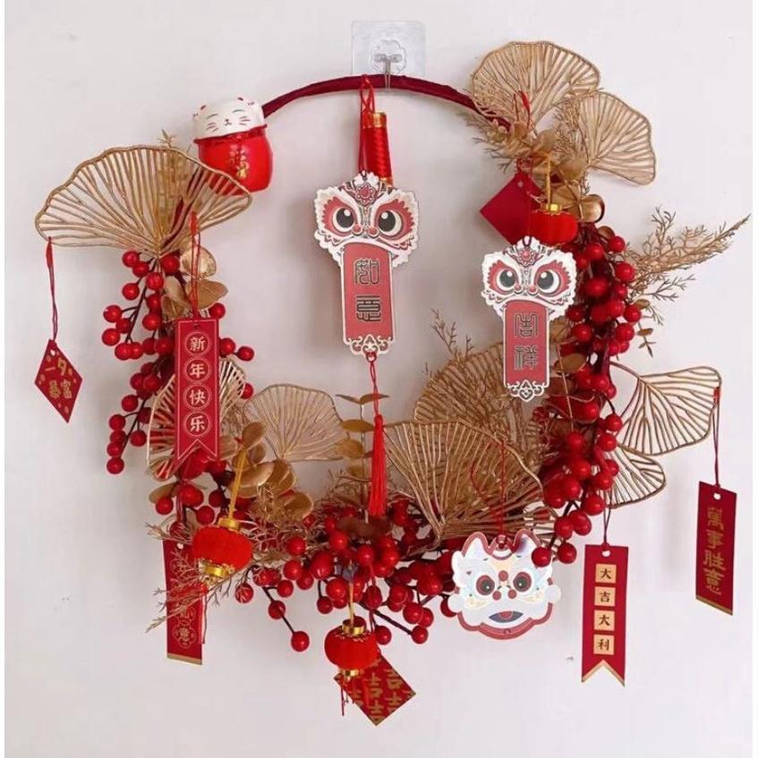 Chinese Classical New Year Greeting Card Blessing Pendant Bronzed Red Universal Blessing Hangtag Decoration(1911L) - Image 3