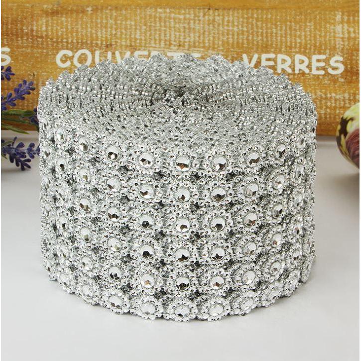 1yard 6 Layer Sunflower Rhinestone Crystal Ribbon Faux Diamond Ribbon Acrylic Flower Mesh Wrap for Wedding (914L) - Image 11