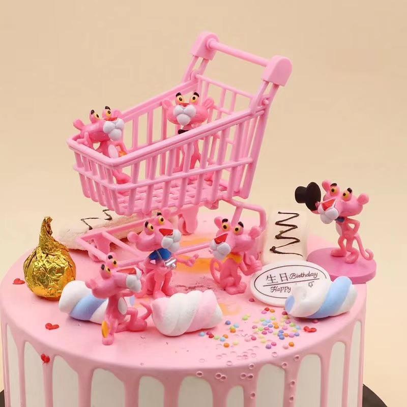 Mini Pink Panther Action Figure Toys Cute Cartoon 4.5Cm PVC Animals Model Toys (794L)