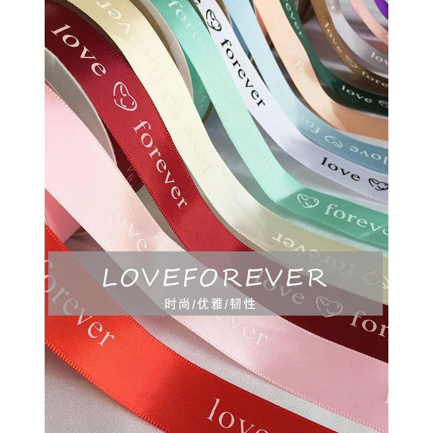 25mm Print Forever Love Silk Ribbons Wedding Car Festival Bridal Accessories Diy Gifts Box Christmas Decor (1248L)