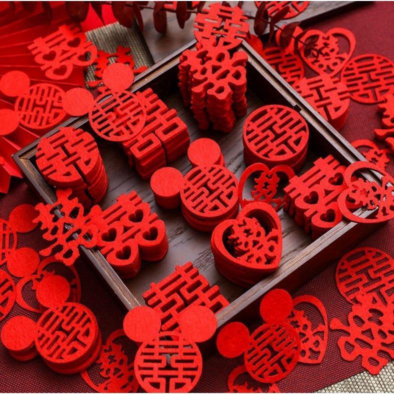 30pcs/pack Mini Marriage Stickers Traditional Chinese Wedding Decorations Fruit Plate Xiao Xi Zi Room Throwing(1913L)