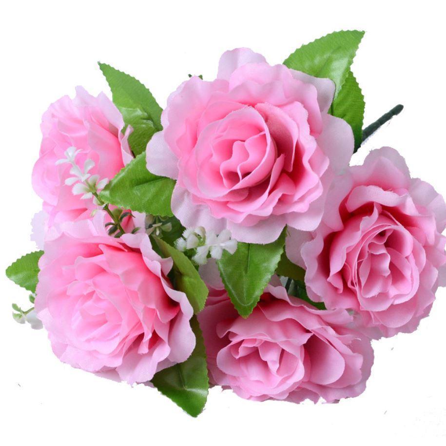 5 Head 1 Bunch Artificial Rose Silk art flower Bouquet For Wedding Party Household Flowers Wall (663L) - Image 16