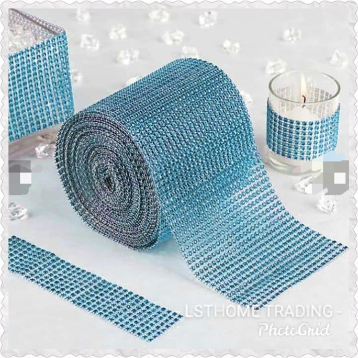1yard Sparkling colorful Plated Diamond Mesh Wrap Crystal Rhinestone Ribbon Accessories (616L) - Image 11