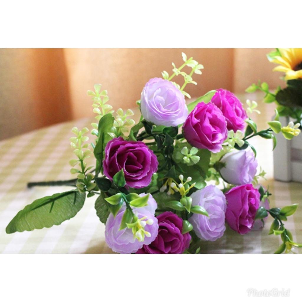 Artificial Flowers Silk Rose 10Heads/Bouquet Gypsophila DIY Family Wedding Decoration Hotel Store Dining Table (1415L) - Image 5