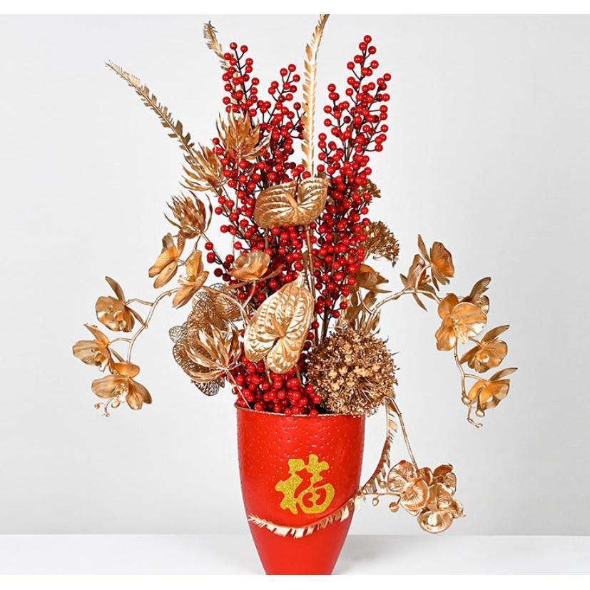 1 pcs Golden Fake Flower Christmas Flower Golden Eucalyptus Ginkgo Leaf Simulation Golden Plastic Flower Persian(1892L) - Image 7