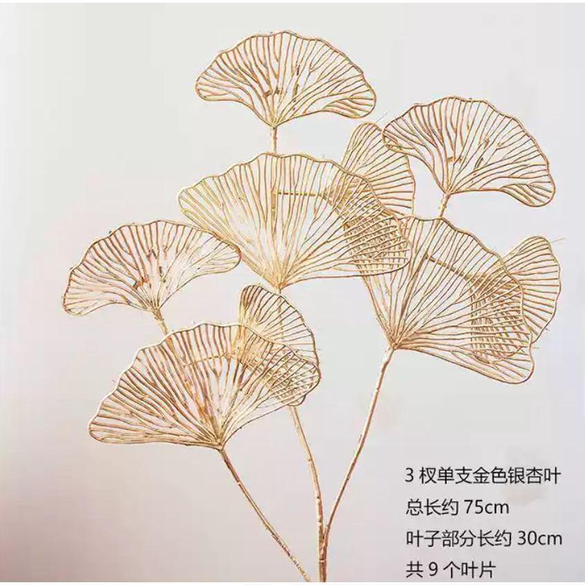 1 pcs Golden Fake Flower Christmas Flower Golden Eucalyptus Ginkgo Leaf Simulation Golden Plastic Flower Persian(1892L) - Image 12