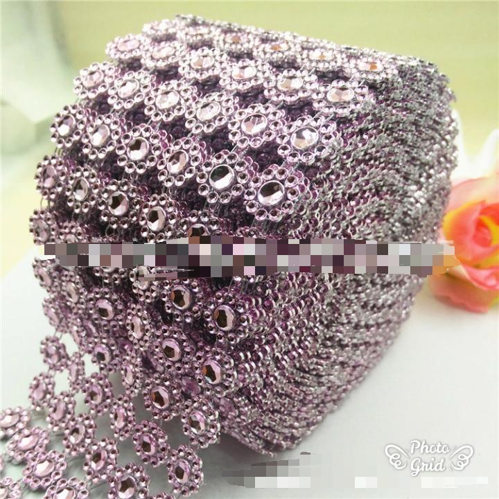 1yard 6 Layer Sunflower Rhinestone Crystal Ribbon Faux Diamond Ribbon Acrylic Flower Mesh Wrap for Wedding (914L) - Image 10