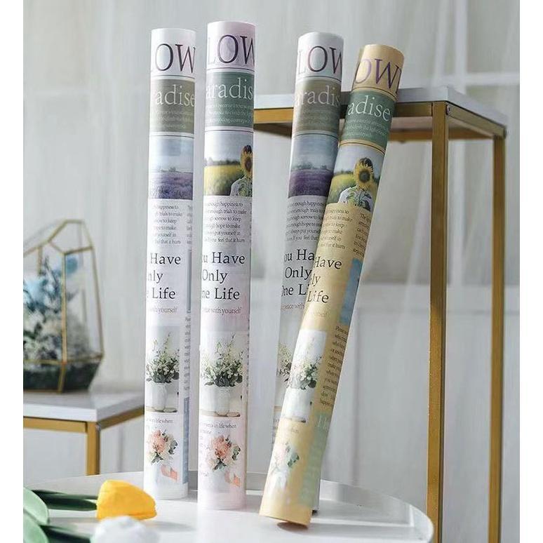 70*52cm European English Newspaper Retro Imported Kraft Paper Floral Gift Package Flower Packaging Material (1522L) - Image 6
