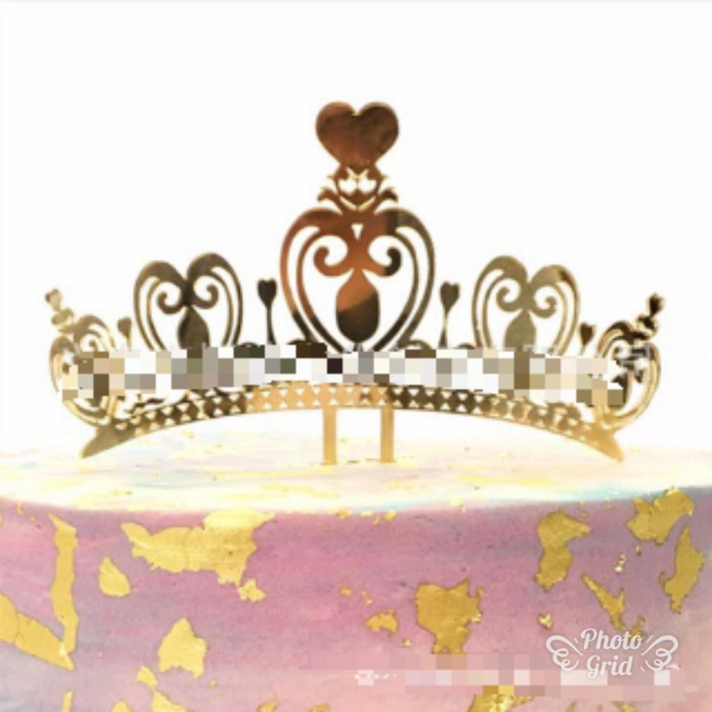Princess Crown Gold Giltter Cake Topper 1st Birthday Decoration Kids Baby Girl Party Decoration(419L) - Image 2