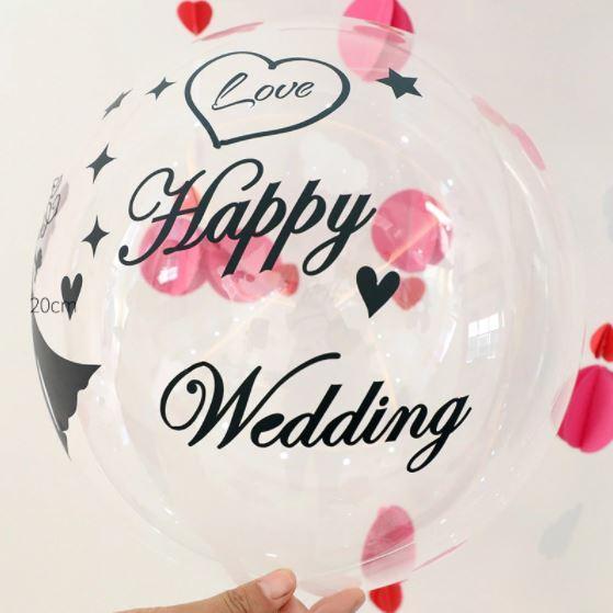 Happy Wedding I Love You PVC Sticker for Balloons Bubble Clear Helium Balloon Birthday Wedding Valentine's Day (865L)