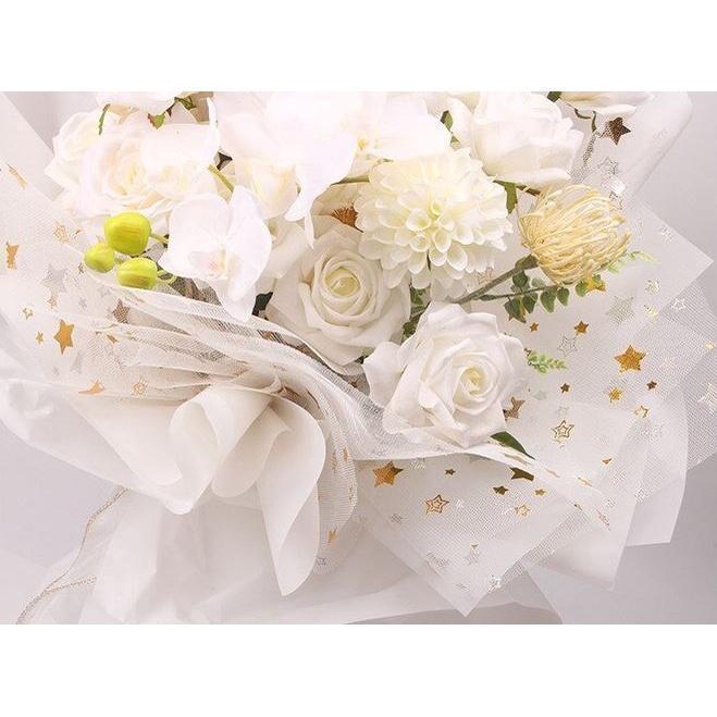 1Yard Gold Star Yarn Scrapbook Decorate Gauze Flowers Bouquet Wrapping Paper Florist Materials Supplies Christmas(1833L) - Image 2