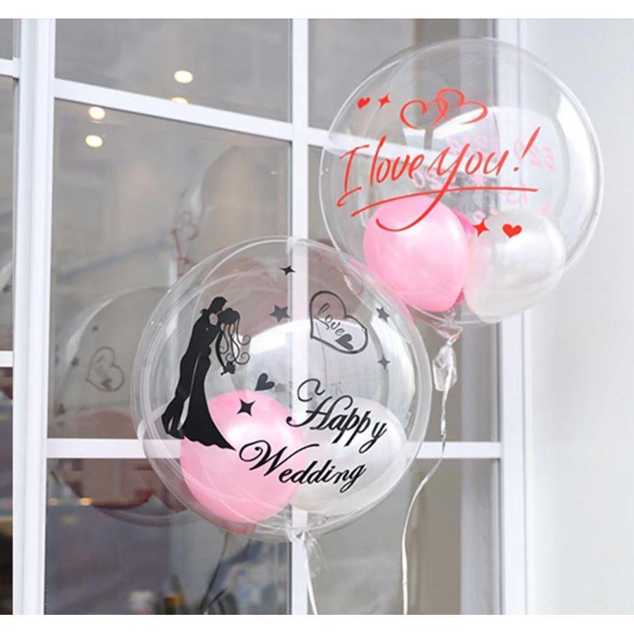 Happy Wedding I Love You PVC Sticker for Balloons Bubble Clear Helium Balloon Birthday Wedding Valentine's Day (865L) - Image 2