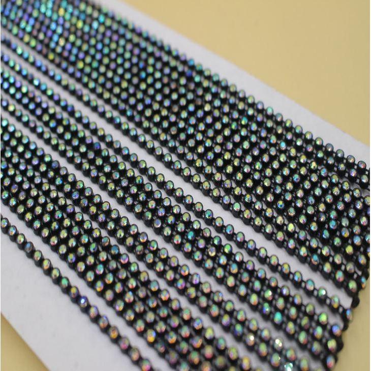 1yard Rhinestone Trim Clear Crystal Stone Chain Round Embellishment Ribbon Sew (924L) - Image 6