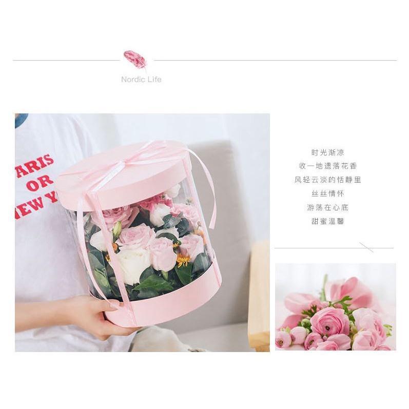 Korean Crystal Round Clear PVC Flower Boxes Wedding Birthday Gift Packaging Home Office Craft Dustproof (1114L) - Image 2