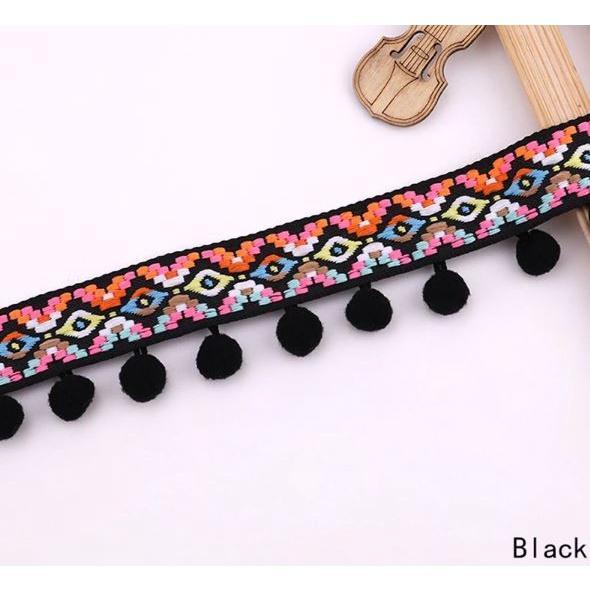 1yard Colored Ribbon Ball Fringed Lace Pompom Style Clothing Home Textile Lace Ribbon DIY Sewing Decor 民族风毛毛球花边(1919L) - Image 6