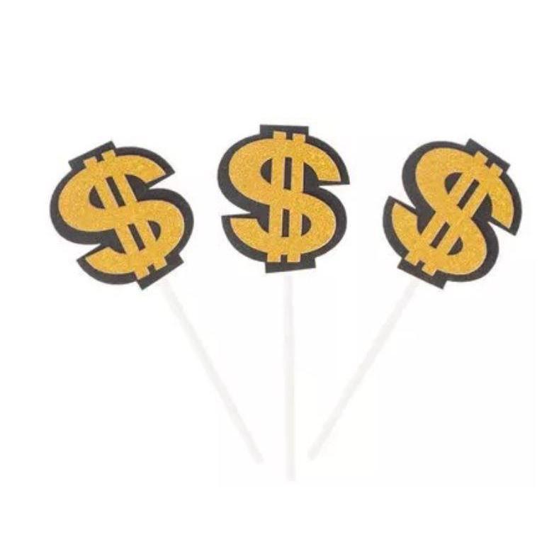 3PCS/pack Creative Dollar Cake Pick Funny Dollar Money Cake Toppers Paper Cartoon Dollar Cake Decoration (1250L) - Image 3