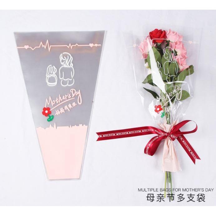 2pcs Mother's Day Flower Bouquet Packaging English Transparent Glass Bag Rose Flower Package Flower Wrapping(1851L) - Image 2