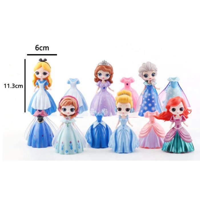 Disney Q Version Frozen Anime Figures Princess Change Clothes Dolls Dress Action Figures Kids Toys Cake6款换装公主艾莎白雪(1688L) - Image 4