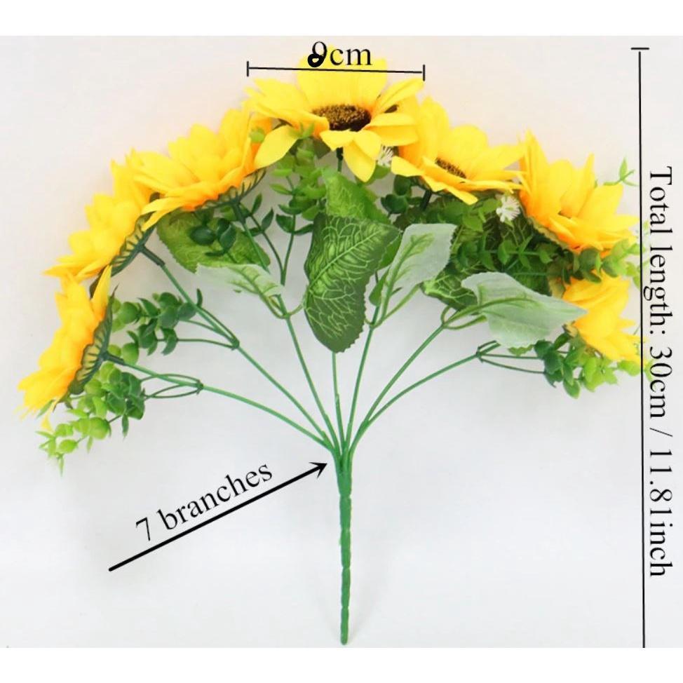 Cute 1 Bunch 7 Heads Sunflower Silk Artificial Flower Bouquet For Home Wedding Decoration 太阳花 (656L) - Image 5