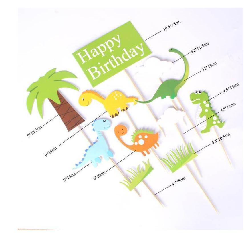 Dinosaur Theme Paper Birthday Cake Toppers Green Cute Dinosaur Baby Cake ToppersForBoysBirthdayCupcakeDecorations(1308L) - Image 4