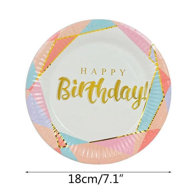 5pcs 18cm Party Paper Plate Happy Birthday Multicolor Disposable Plate Tableware Banquet Wedding Party Baby (1756L) - Image 7
