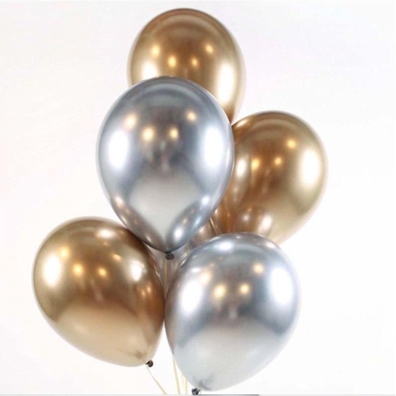 50pcs 5inch silver gold chrome Metallic Latex Balloons Pearly Metal balloon Wedding (517L) - Image 2