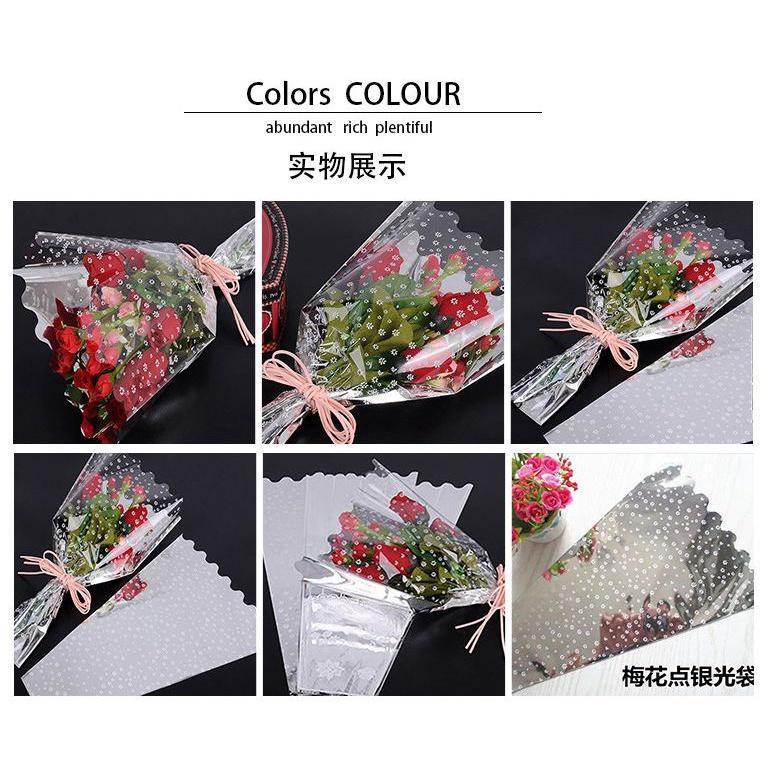 100pcs Flower Wrapping Paper Silver Single Branch Bag OPP Waterproof Cellophane Fresh Bouquet (562L) - Image 5