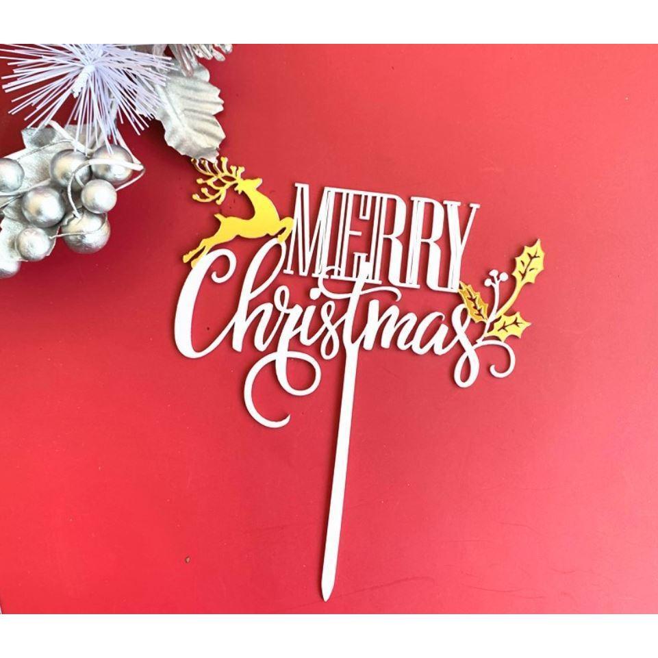 Cake Decorations Acrylic Gold Red Sliver Merry Christmas Letter Happy New Year Dessert Cupcake Toppers Christmas(1000L) - Image 8