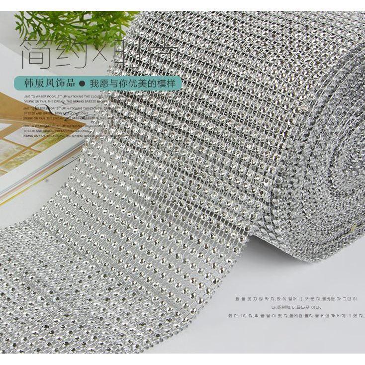 New 1yard Colorful Plastic Diamond Rhinestone Mesh Ribbon Roll Sparking Wedding Ornament 24 Rows Decorative(910L) - Image 3