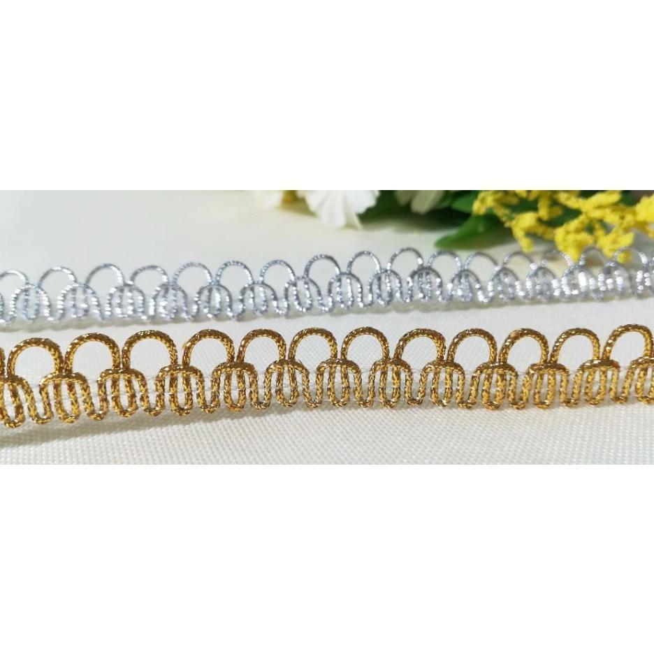 1yard Latest Gold Lace Fabric 1.2cm Applique Ribbon Trim Guipure Curtain Laces Ribbons Sewing Trimmings(1552L)