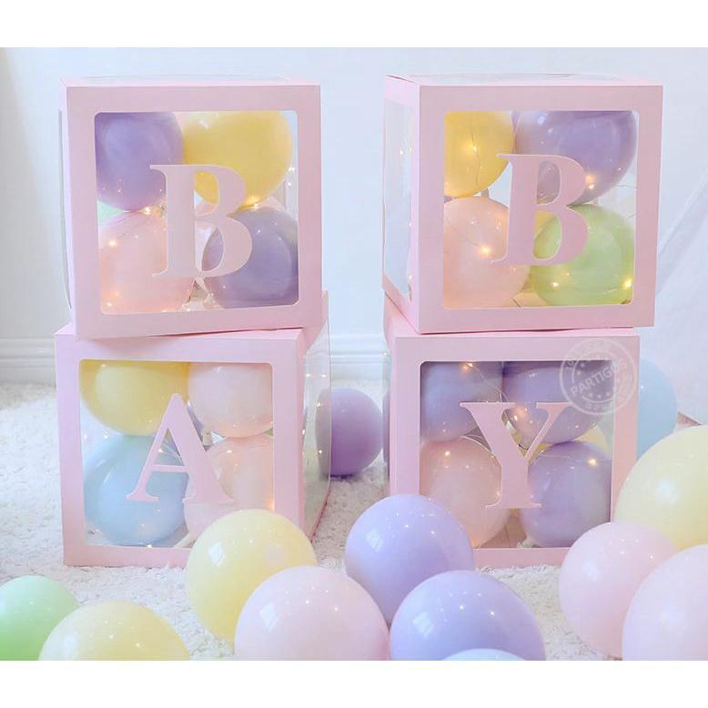 1set 4pcs balloon box DIY Transparent Box balloons decor BABY LOVE Blocks baby shower supplies wedding Party(549L) - Image 14