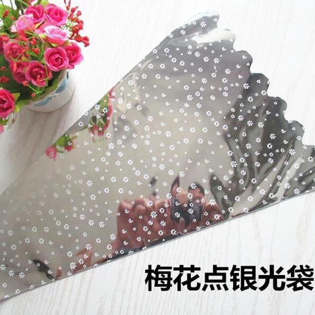 100pcs Flower Wrapping Paper Silver Single Branch Bag OPP Waterproof Cellophane Fresh Bouquet (562L) - Image 4