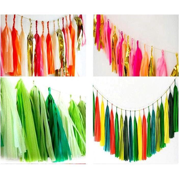 5pcs/bag 14inch Tissue Paper/Foil Tassel DIY Set Garland Ribbon Balloons Baby Shower Birthdays Party Wedding Decor(528L)